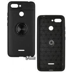 Чехол для Xiaomi Redmi 6, Auto Focus, силиконовый, с кольцом держателем, черный