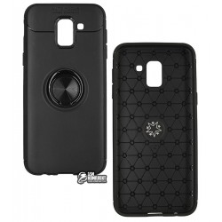 Чохол для Samsung J600 Galaxy J6 (2018), Auto Focus, силіконовий, з кільцем держателем, чорний