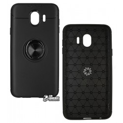 Чохол для Samsung J400 Galaxy J4 (2018), Auto Focus, силіконовий, з кільцем держателем, чорний