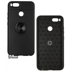 Чехол для Xiaomi Mi5x, Xiaomi Mi A1, Auto Focus, силиконовый, с кольцом держателем, черный