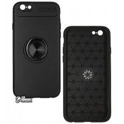 Чехол для iPhone 7, iPhone 8, Auto Focus, силиконовый, с кольцом держателем, черный