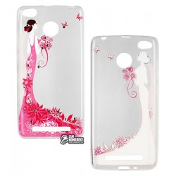 Чехол для Xiaomi Redmi 3s, рисунок, со стразами, силиконовый, прозрачный