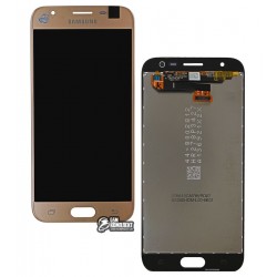 Дисплей для Samsung J330F Galaxy J3 (2017), золотистый, с сенсорным экраном (дисплейный модуль), original, #GH96-10990A