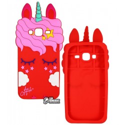 Чехол для Samsung J320 Galaxy J3 (2016), Little Pony, силиконовый, красный