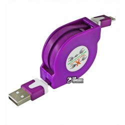 Кабель Micro-USB - USB, TOTO TKX-66, рулетка, плоский, 1 метр