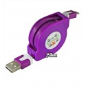 Кабель Micro-USB - USB, TOTO TKX-66, рулетка, плоский, 1м