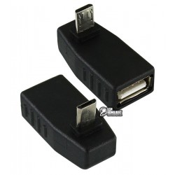Переходник угловой, гнездо USB A - штекер micro USB