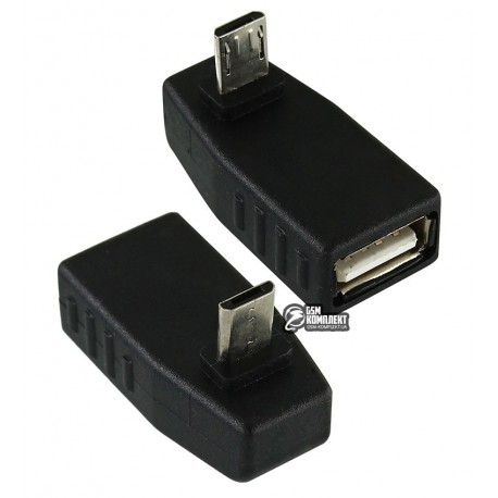 Переходник угловой, гнездо USB A - штекер micro USB