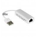 LAN переходник USB - Ethernet (штекер USB A- гнездо RJ-45),с проводом, белый