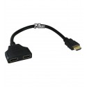 Переходник, штекер HDMI - 2 гнезда HDMI, шнур 0.2м
