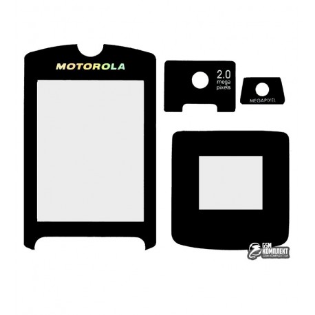 Стекло корпуса для Motorola V3x, черный, полный комплект