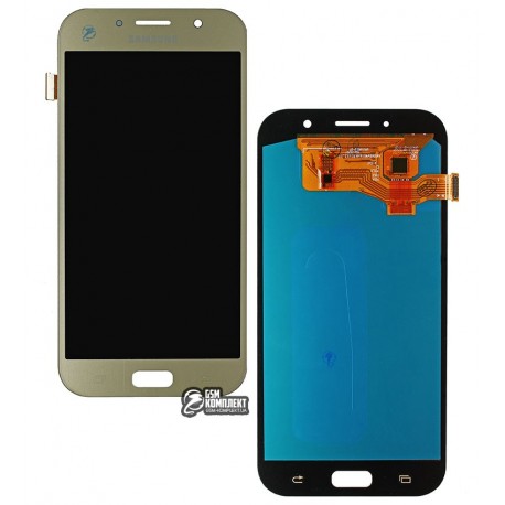 Дисплей для Samsung A720F Galaxy A7 (2017), золотистый, с сенсорным экраном (дисплейный модуль), (OLED), High Copy