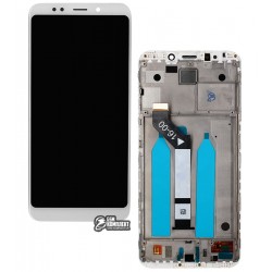 Дисплей для Xiaomi Redmi 5 Plus, белый, с сенсорным экраном (дисплейный модуль), с рамкой, Original (PRC)