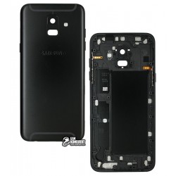 Задняя панель корпуса для Samsung A600F Dual Galaxy A6 (2018), черная Задняя панель корпуса для Samsung A600F Dual Galaxy A6 (2018), черная