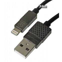 Кабель Lightning - USB, WUW X24, в металлической оплетке, черный