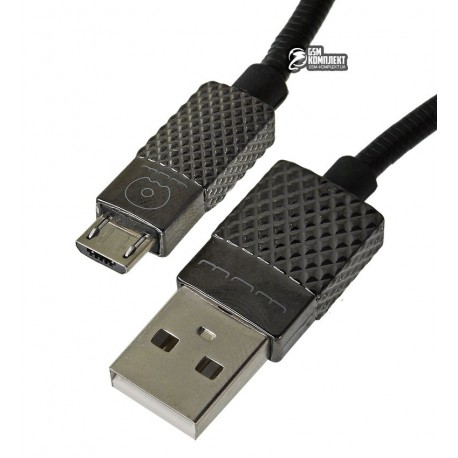 Кабель Micro-USB - USB, WUW X24, в металлической оплетке, черный