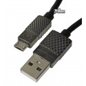 Кабель Micro-USB - USB, WUW X24, в металевій оплетке, чорний
