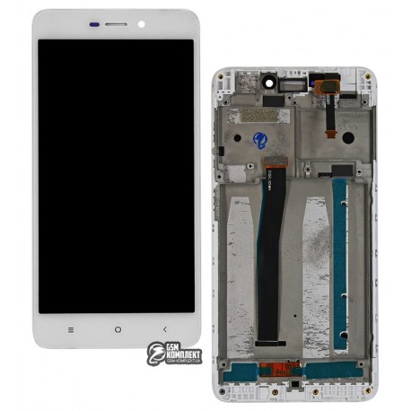 Дисплей для Xiaomi Redmi 4A, белый, с сенсорным экраном (дисплейный модуль), с рамкой, Original (PRC)