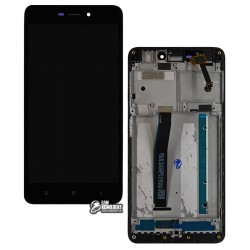 Дисплей для Xiaomi Redmi 4A, черный, с сенсорным экраном (дисплейный модуль), с рамкой, Original (PRC)