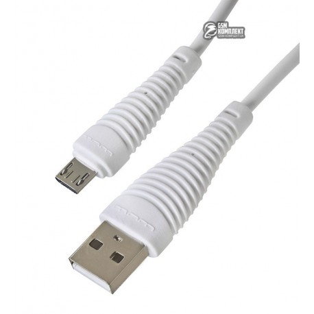 Кабель Micro-USB - USB, WUW X75, 1 метр, круглый, силиконовый, белый
