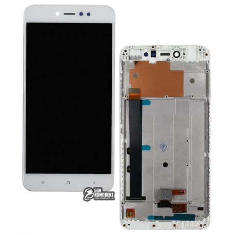 Дисплей для Xiaomi Redmi Note 5A Prime, белый, с сенсорным экраном (дисплейный модуль), с рамкой, Original (PRC), 3/32 gb