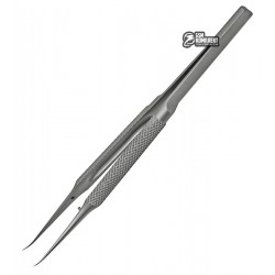 Пинцет в футляре изогнутый AIDA AD-116-15, титановый с рифлёными ручками