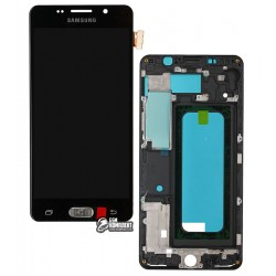 Дисплей для Samsung A5100 Galaxy A5 (2016), A510F Galaxy A5 (2016), A510FD Galaxy A5 (2016), A510M Galaxy A5 (2016), A510Y Galaxy A5 (2016), чорний, з сенсорним екраном (дисплейний модуль), з рамкою , з регулюванням яскравості, (TFT), China quality