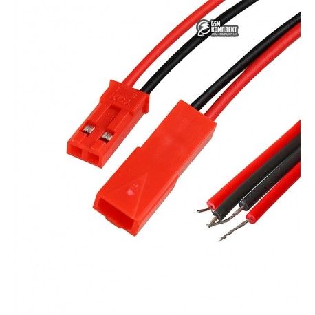 Комплект JST RCY коннекторов 2pin, пара штекер+гнездо с проводами, красный