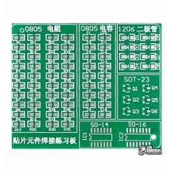 Макетная плата для обучения SMD монтажу 0805 1206 SOT-23 SO-14 SO-16