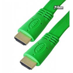 Кабель HDMI в HDMI, 1,5 метра, плоский, зеленый