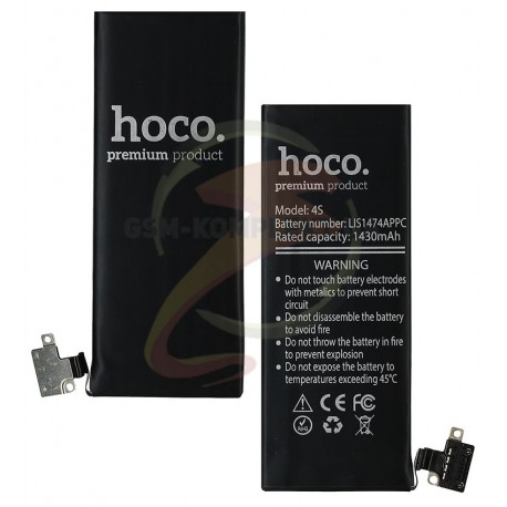 Аккумулятор Hoco для Apple iPhone 4S, Li-ion, 3,7 В, 1430 мАч, #616-0579/616-0580