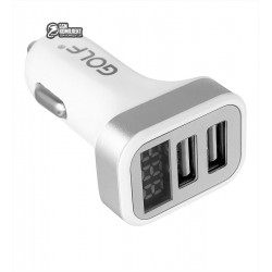 Автомобильное зарядное устройство GOLF GF-C10 с LED дисплеем (2USB, 2.1A)
