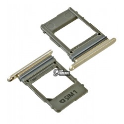 Держатель SIM-карты для мобильных телефонов Samsung A520 Galaxy A5 (2017), A530F Galaxy A8 (2018), A530F/DS Galaxy A8 (2018), A730F Galaxy A8+ (2018), A730F/DS Galaxy A8+ (2018), золотистый, SIM1, dual SIM
