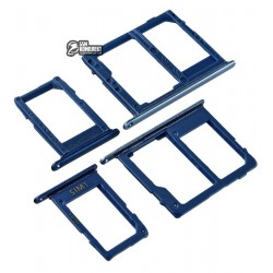 Держатель SIM-карты для мобильных телефонов Samsung J600F Galaxy J6, J600GZ Galaxy On6, синий, комплект 2 шт., c держателем MMC