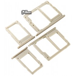 Держатель SIM-карты для Samsung G570F/DS Galaxy J5 Prime dual sim, комплект 2 шт., c держателем MMC, золотистый