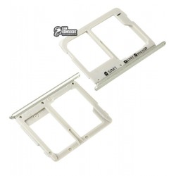 Держатель SIM-карты для Samsung A7100 Galaxy A7 (2016), A710FD Galaxy A7 (2016) dual sim, золотистый, c держателем MMC