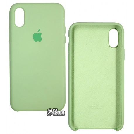 Чехол для Apple iPhone X / iPhone Xs, Silicone case copy, Green (зеленый), уценка, царапина