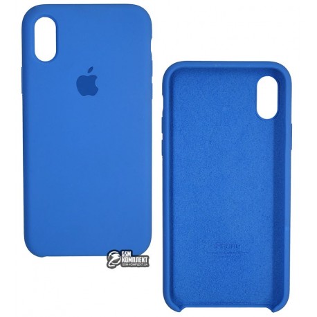 Чехол для Apple iPhone X / iPhone Xs, Silicone case copy, Blue (голубой) , уценка, царапина
