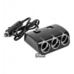 Разветвитель прикуривателя 1506a, 2USB 1A, на 3 авторозетки