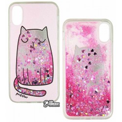 Чехол для iPhone X, iPhone XS, Stardust, силикон+пластик, с блестками, PPink Cat