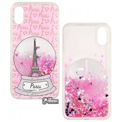 Чехол для iPhone X, iPhone XS, Stardust, силикон+пластик, с блестками, Paris