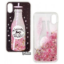 Чехол для iPhone X, iPhone XS, Stardust, силикон+пластик, с блестками Bottle Чехол для iPhone X, iPhone XS, Stardust, силикон+пластик, с блестками Bottle