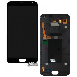 Дисплей для Meizu MX5, черный, с сенсорным экраном (дсплейный модуль), с рамкой, (TFT)