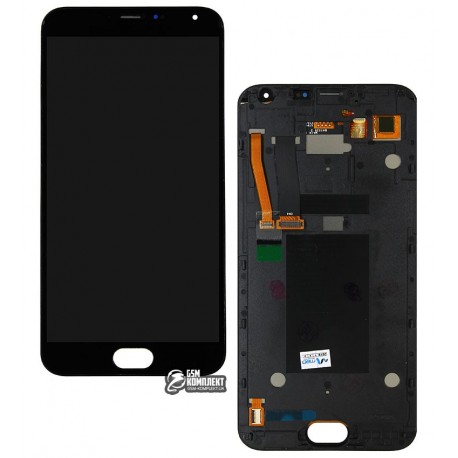 Дисплей для Meizu MX5, черный, с сенсорным экраном (дсплейный модуль), с рамкой, (TFT)