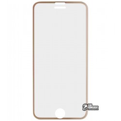 Закаленное защитное стекло для Apple iPhone 7 / iPhone 8, 0,26 мм 9H, 3D Glass, с золотистой алюминиевой рамкой