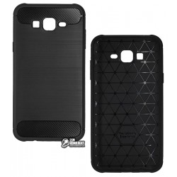 Чехол для Samsung J700 Galaxy J7, Polished Carbon, силиконовый, черный