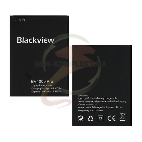 Аккумулятор для Blackview BV4000, Li-Polymer, 3,8 В, 3680 мАч