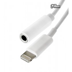 Переходник, штекер Lightning - гнездо 3,5мм Jack, 3pin (стерео), для iPhone 7