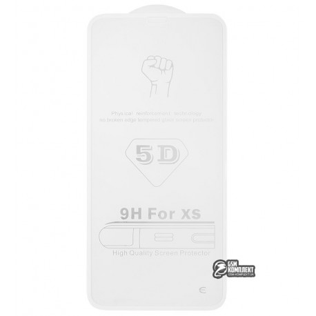 Закаленное защитное стекло для Apple iPhone X / XS, 0,26 мм 9H, 3D Glass, белое