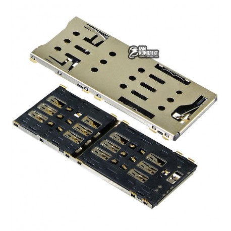 Коннектор SIM-карты для Sony F3112 Xperia XA Dual, F3116 Xperia XA Dual, на две SIM-карты